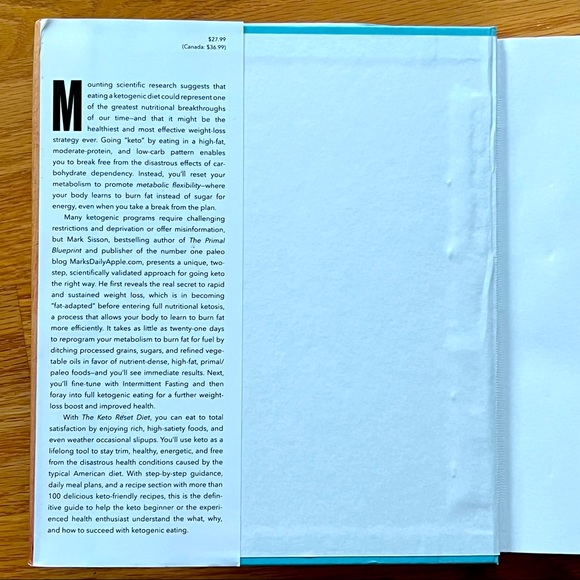The Keto Reset Diet Book Mark Sisson Hardcover Low Carb Recipe Plan Weight Loss - Picture 2 of 6